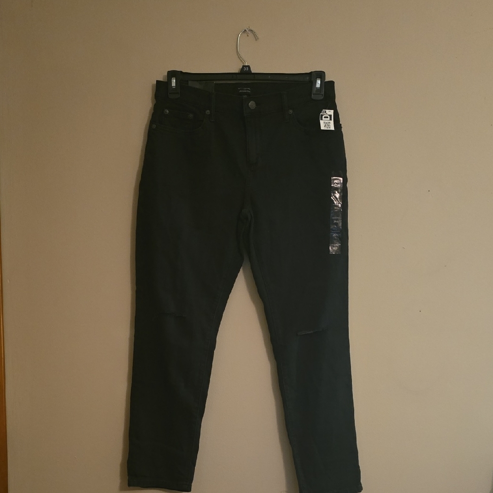 New Banana‎ Republic Women's Size 6 Black Distressed Low Rise Ankle Jeans